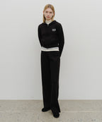 W CLASSIC LOGO CROP KNIT HOODIE ZIPUP black