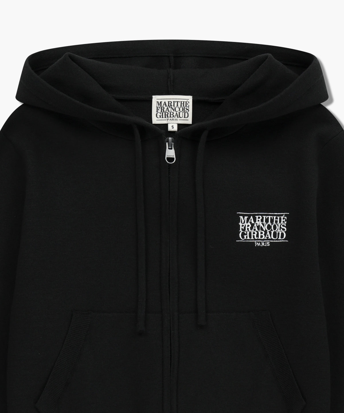 W CLASSIC LOGO CROP KNIT HOODIE ZIPUP black