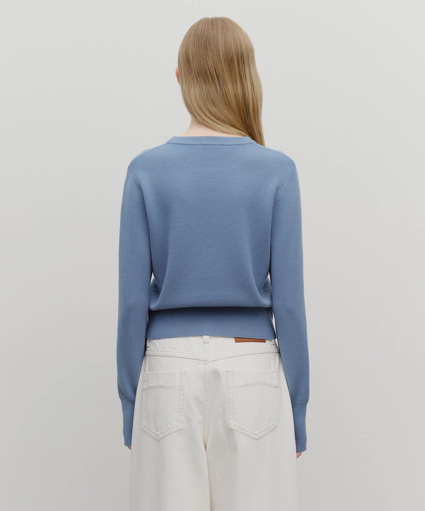 W CLASSIC LOGO CROP KNIT ash blue