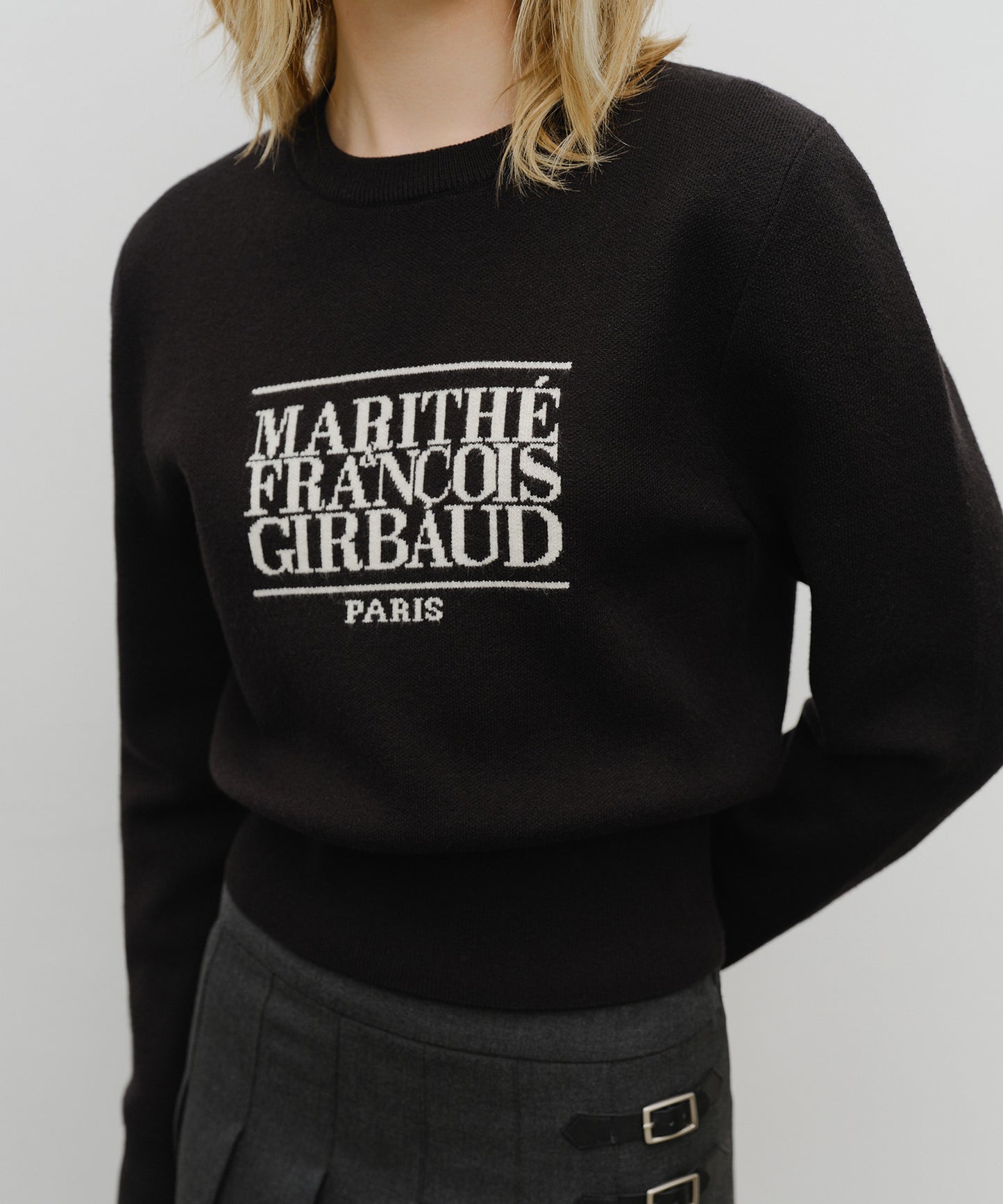 W CLASSIC LOGO CROP KNIT black
