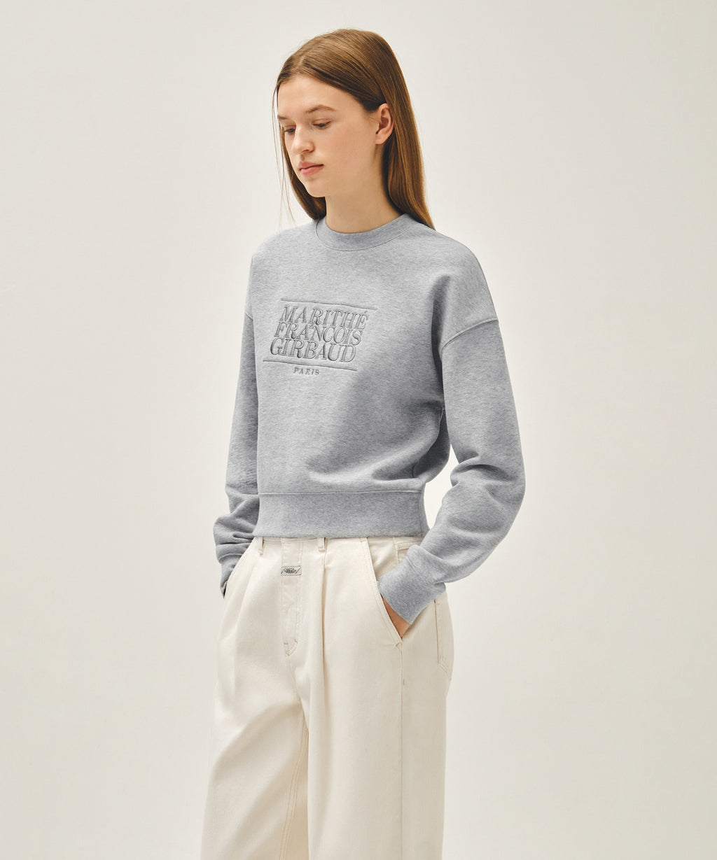 W CLASSIC LOGO CROP SWEATSHIRT heather gray