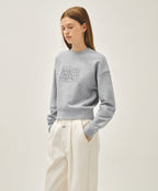 W CLASSIC LOGO CROP SWEATSHIRT heather gray