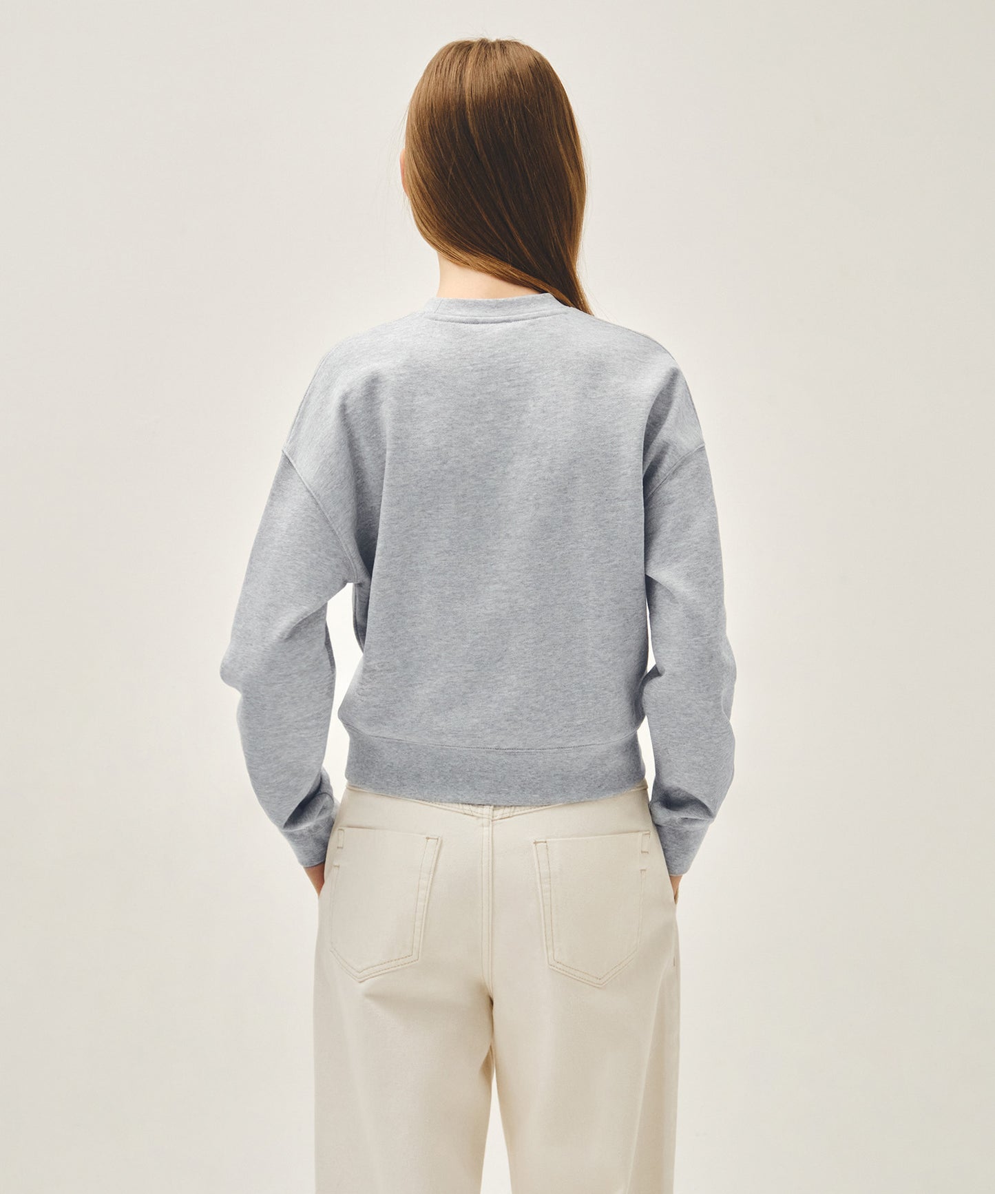 W CLASSIC LOGO CROP SWEATSHIRT heather gray