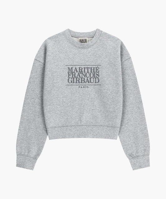 W CLASSIC LOGO CROP SWEATSHIRT heather gray