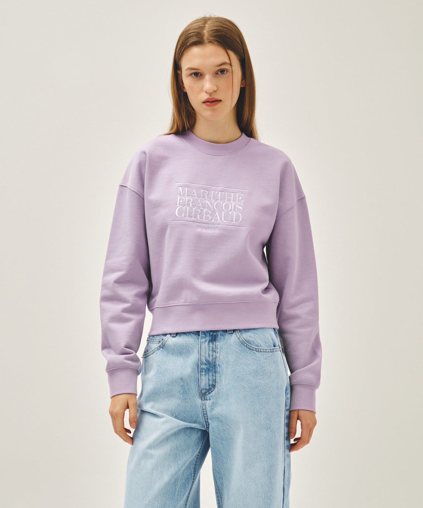 W CLASSIC LOGO CROP SWEATSHIRT lavender
