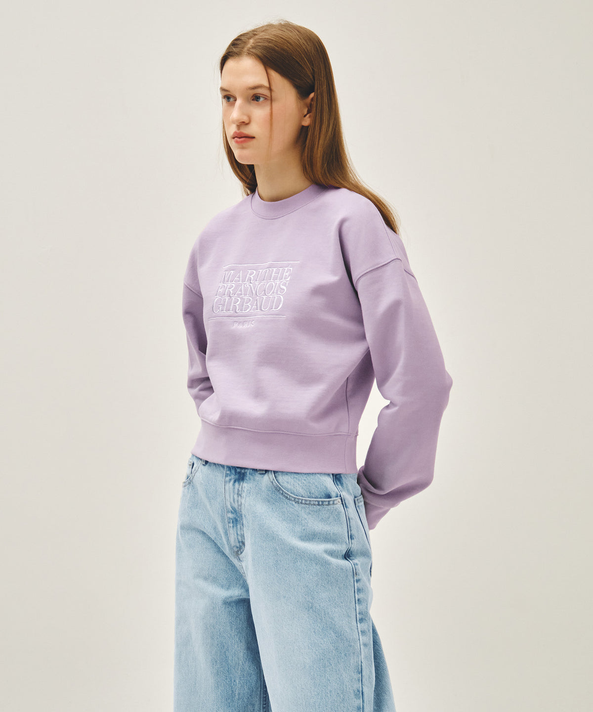 W CLASSIC LOGO CROP SWEATSHIRT lavender