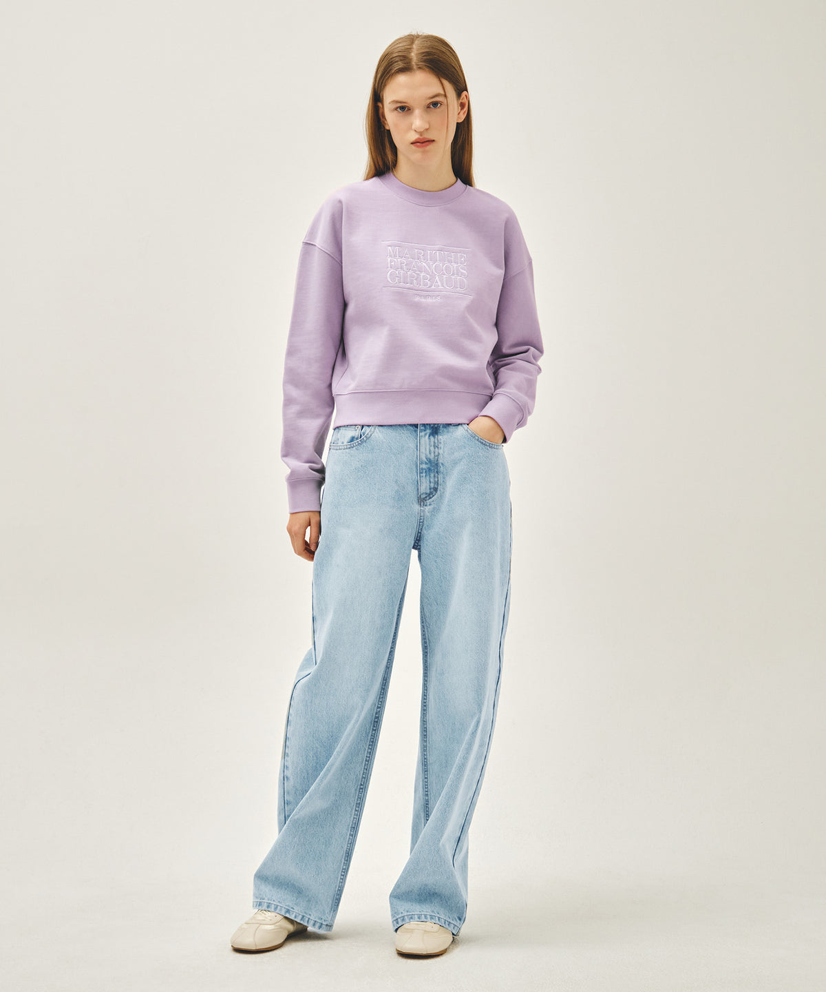 W CLASSIC LOGO CROP SWEATSHIRT lavender