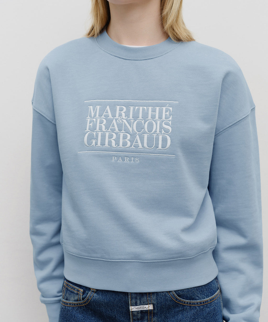 W CLASSIC LOGO CROP SWEATSHIRT sky blue