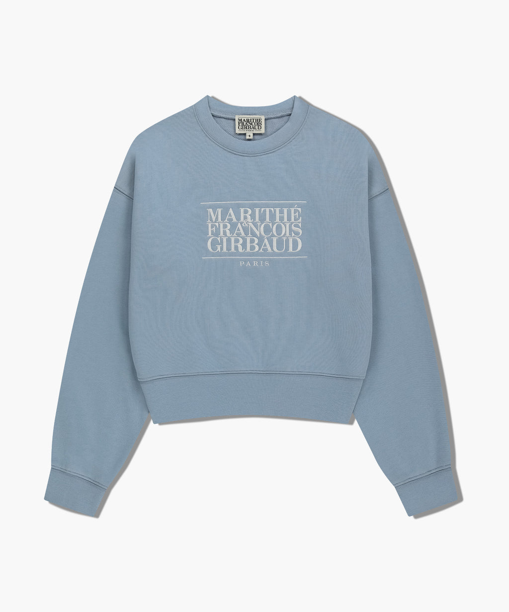 W CLASSIC LOGO CROP SWEATSHIRT sky blue