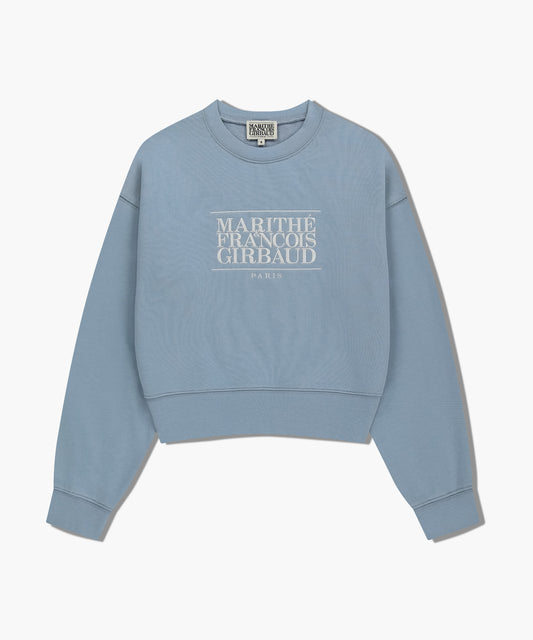 W CLASSIC LOGO CROP SWEATSHIRT sky blue