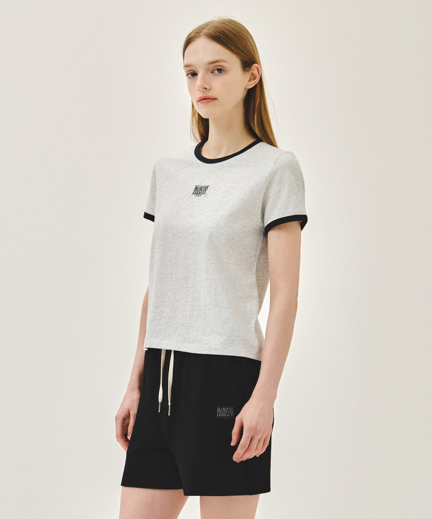 W CLASSIC LOGO RINGER TEE light heather gray