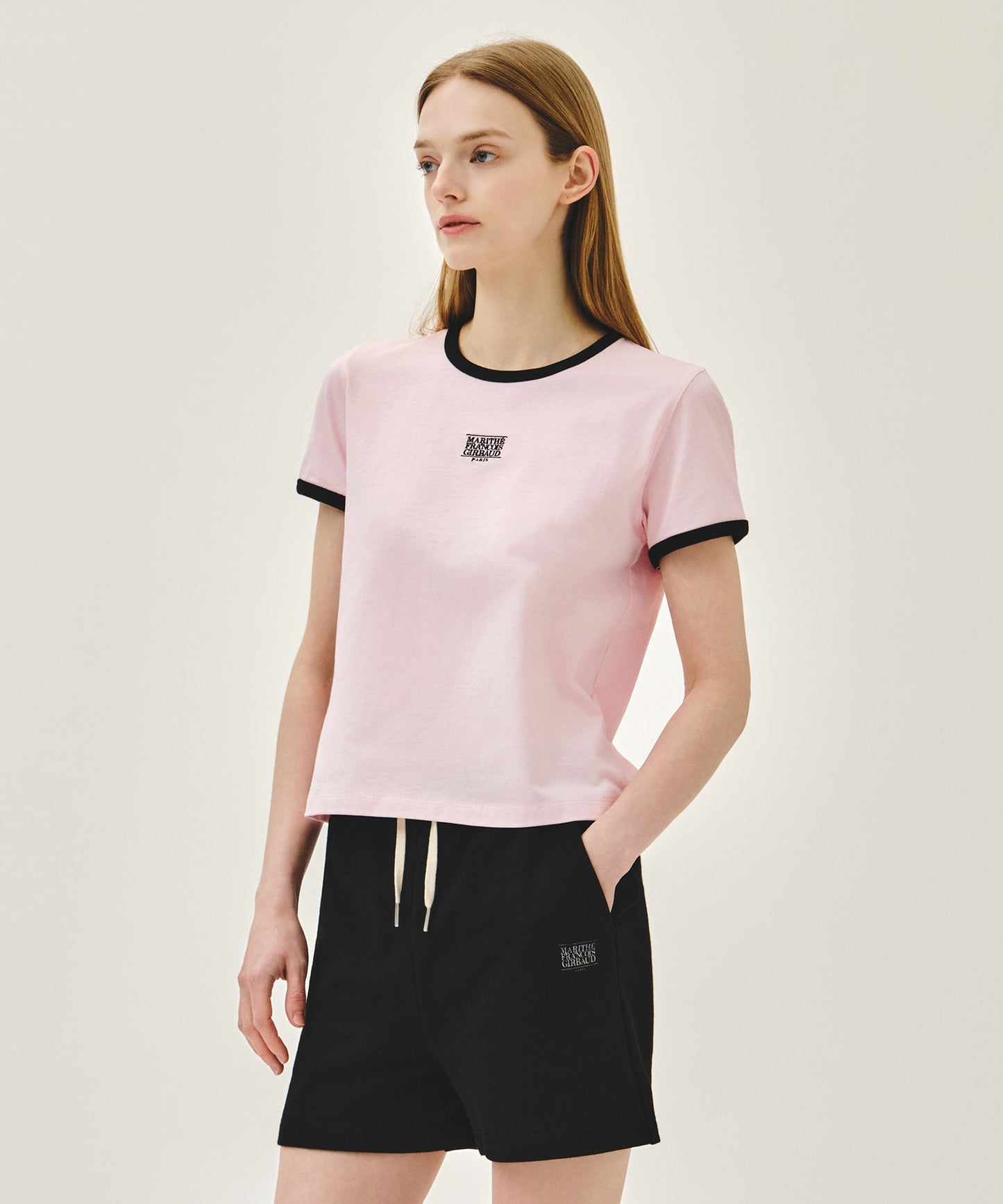 W CLASSIC LOGO RINGER TEE light pink