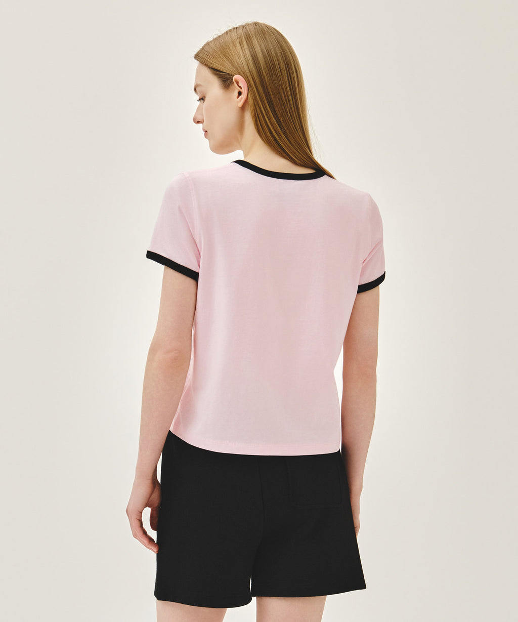 W CLASSIC LOGO RINGER TEE light pink