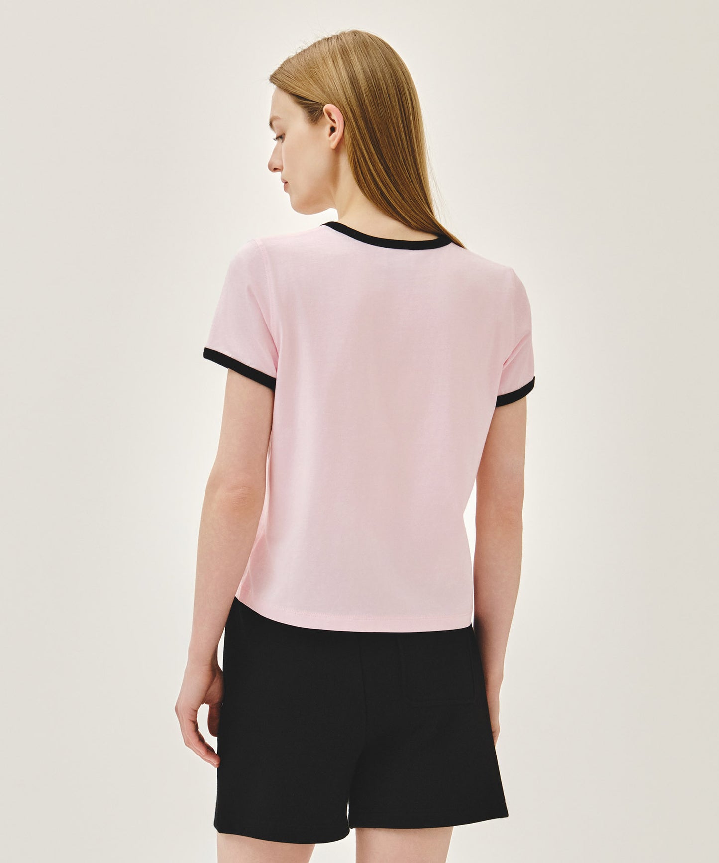 W CLASSIC LOGO RINGER TEE light pink