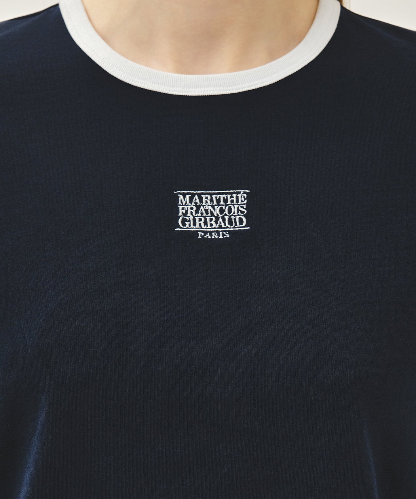 W Classic Logo Ringer Tee Navy