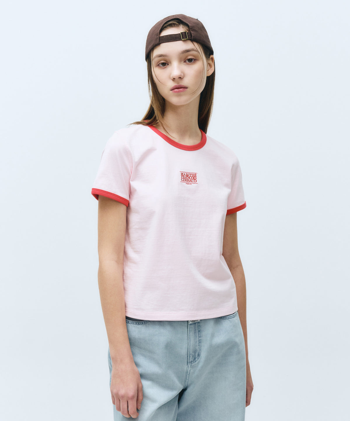 W CLASSIC LOGO RINGER TEE pink