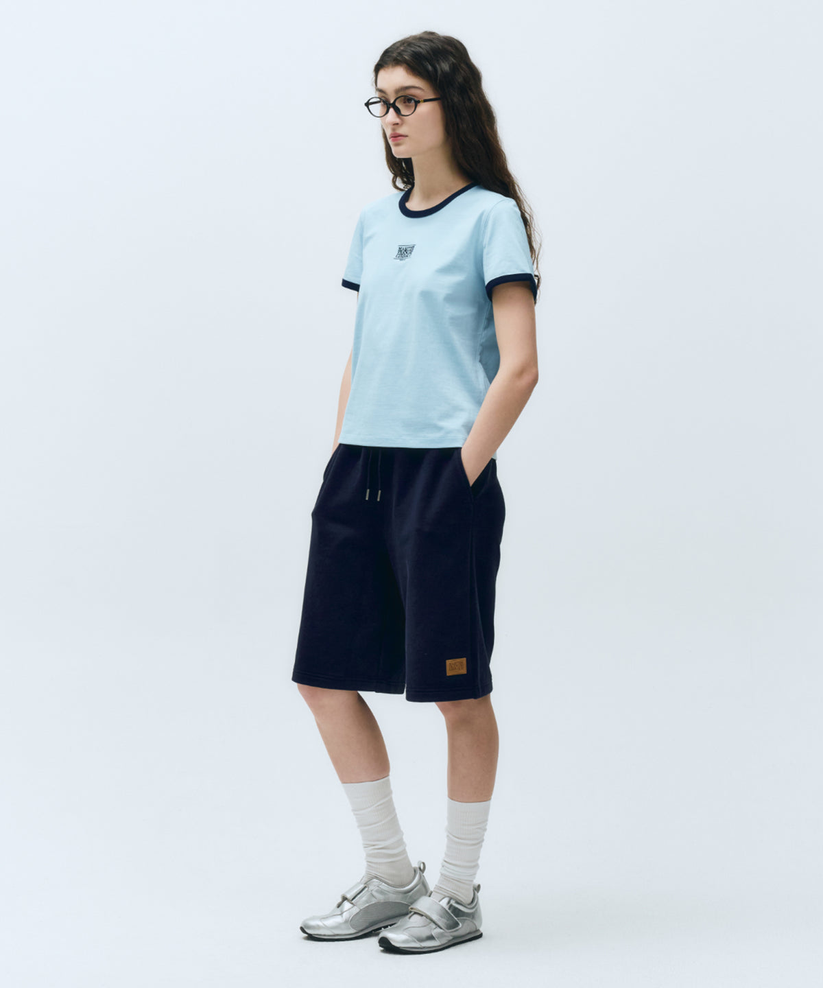 W CLASSIC LOGO RINGER TEE sky blue