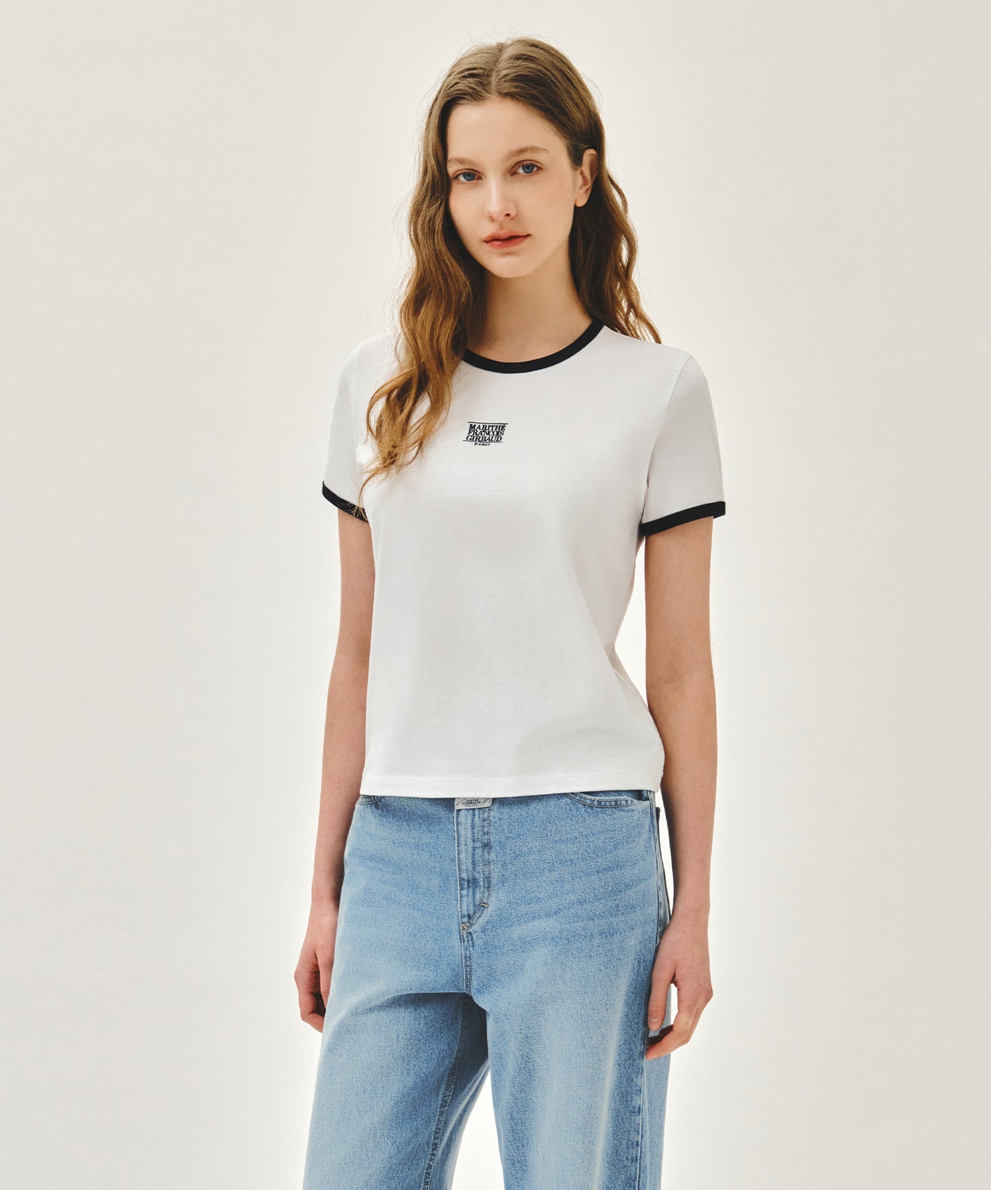 W CLASSIC LOGO RINGER TEE white