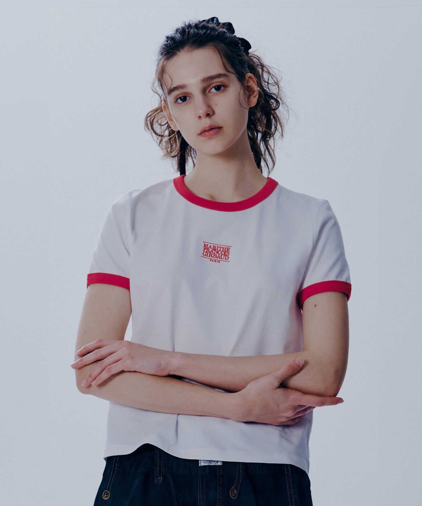 W CLASSIC LOGO RINGER TEE white/red