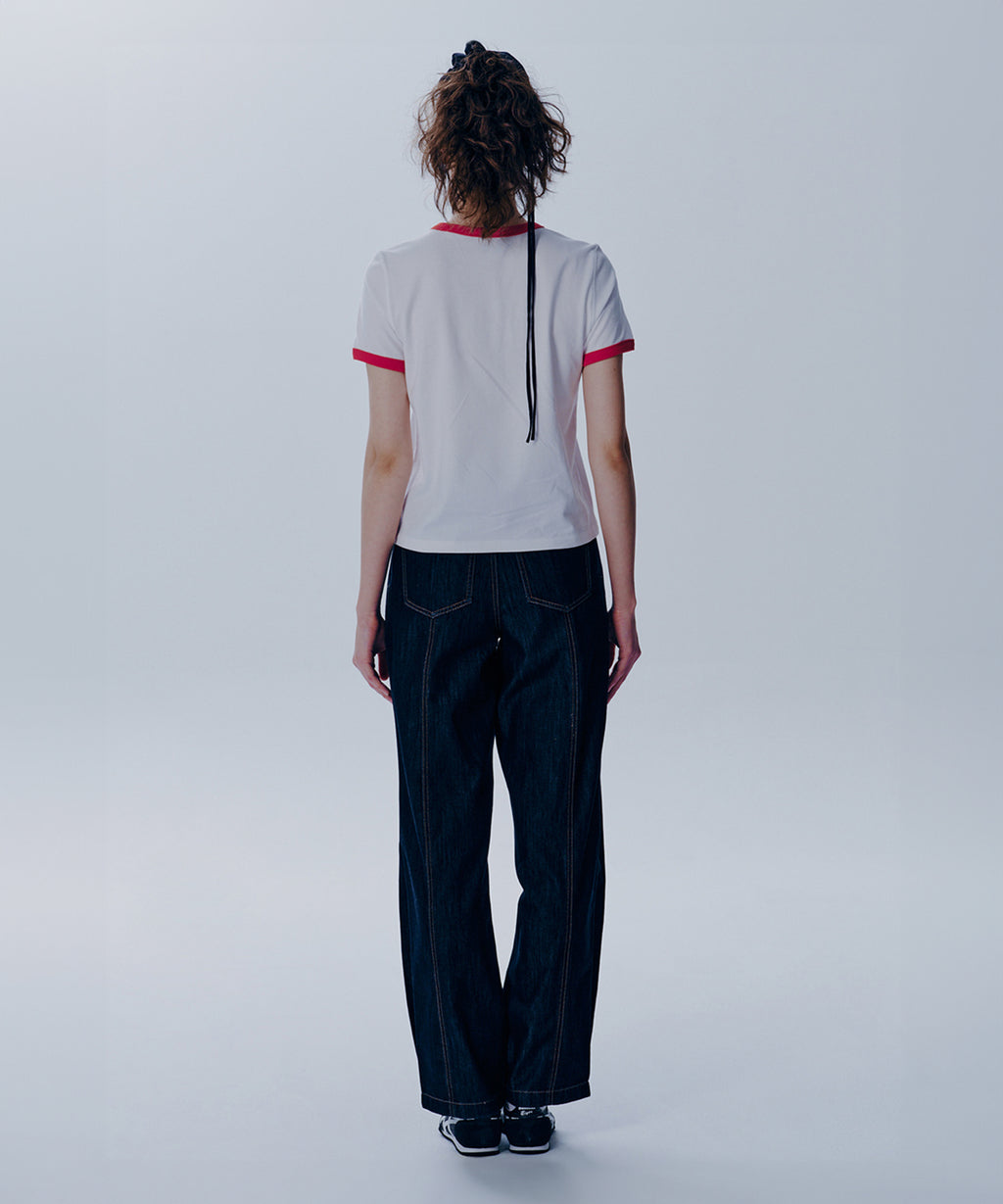 W CLASSIC LOGO RINGER TEE white/red