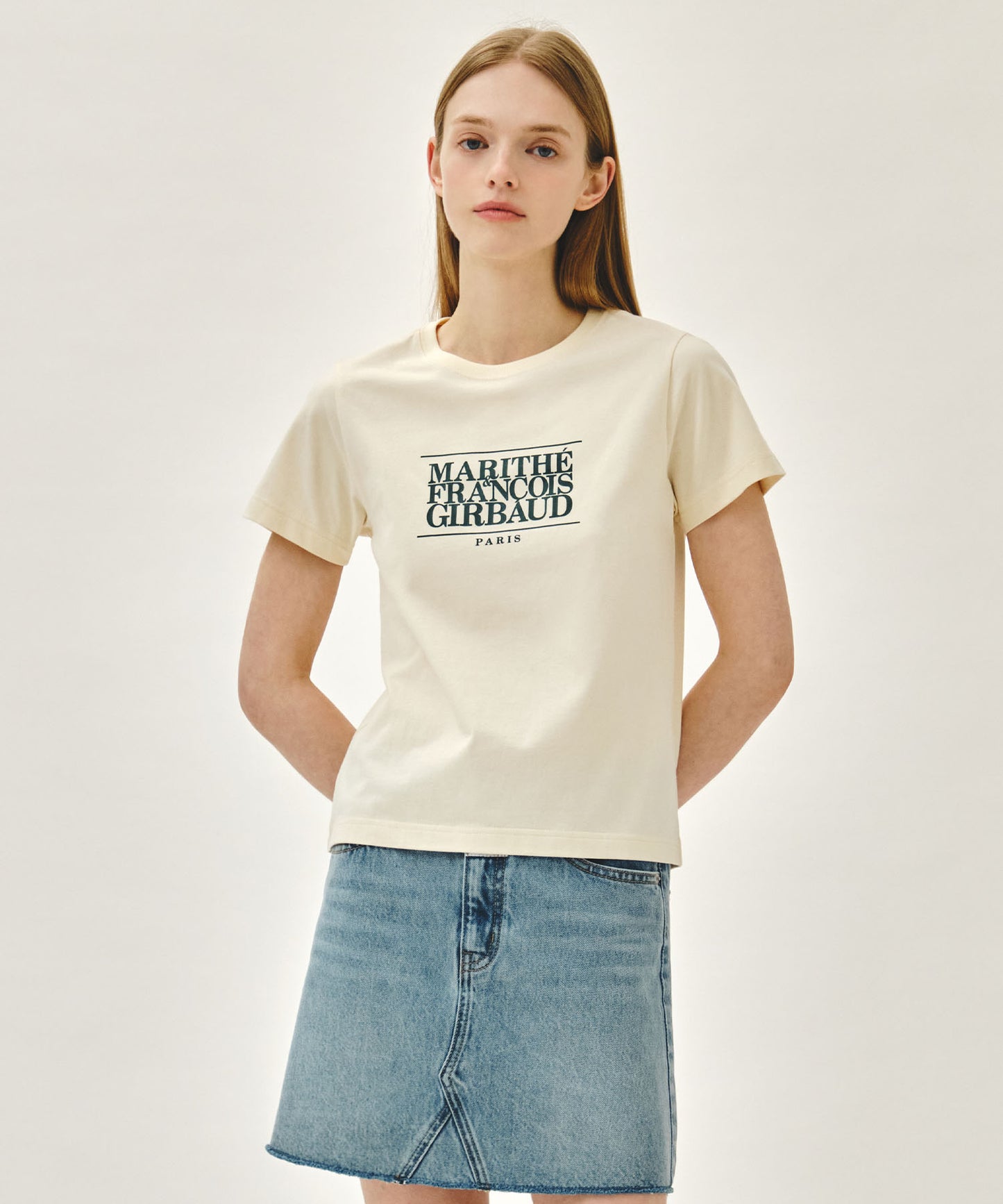 W CLASSIC LOGO TEE cream / green