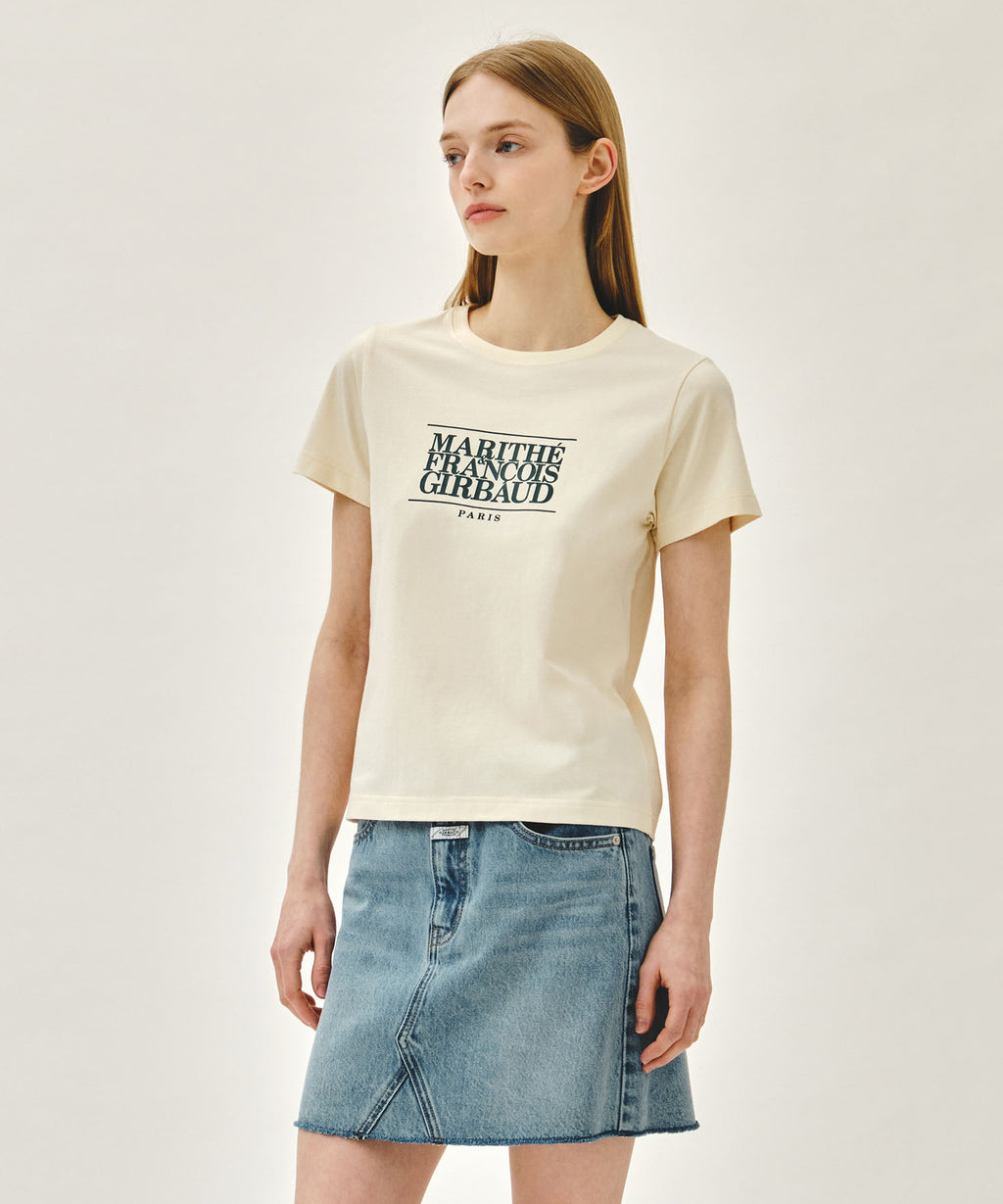 W CLASSIC LOGO TEE cream / green