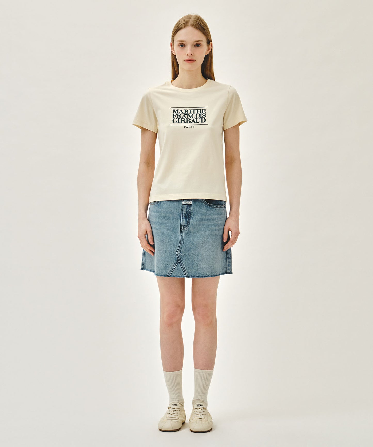 W CLASSIC LOGO TEE cream / green
