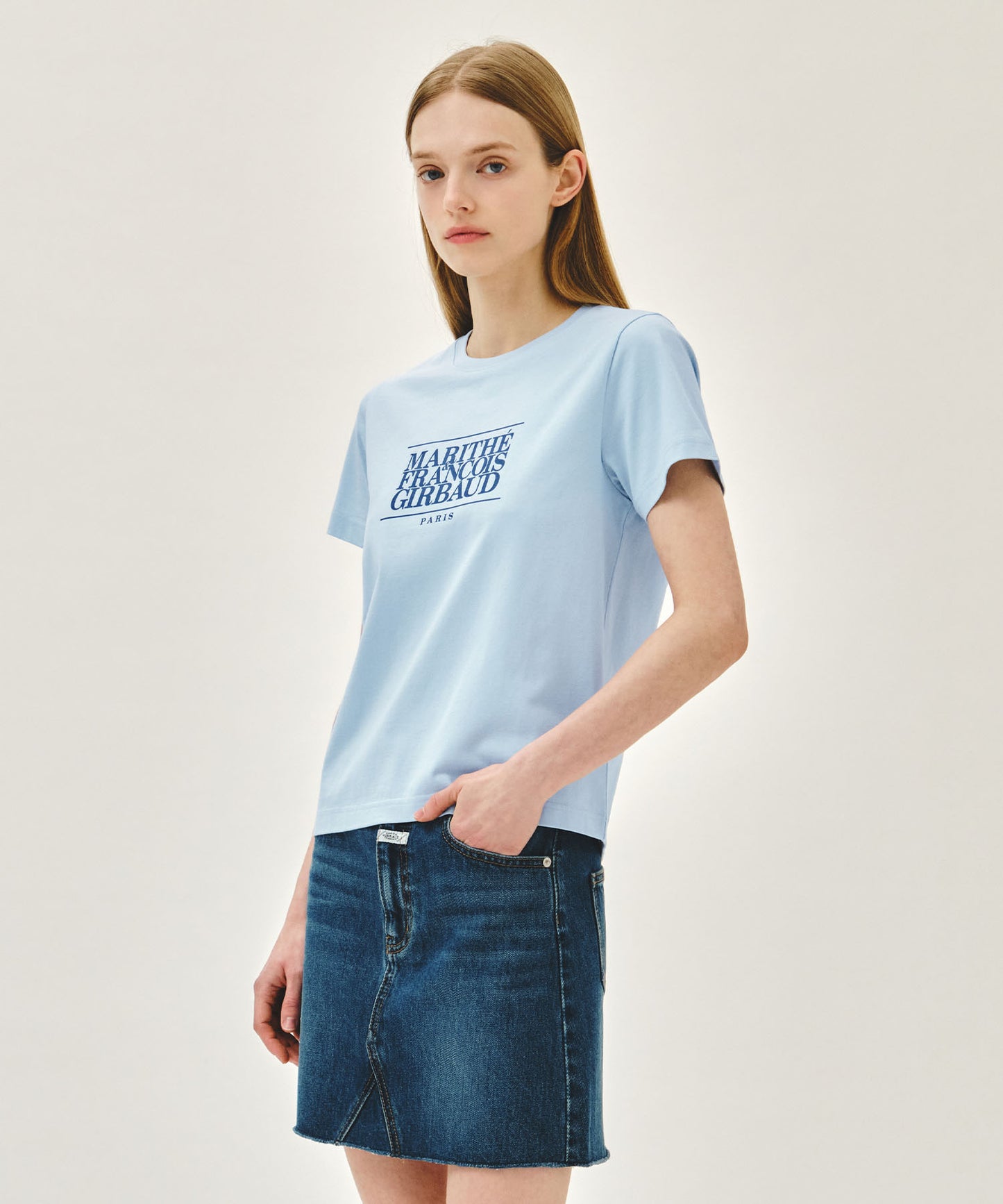 W CLASSIC LOGO TEE ice blue
