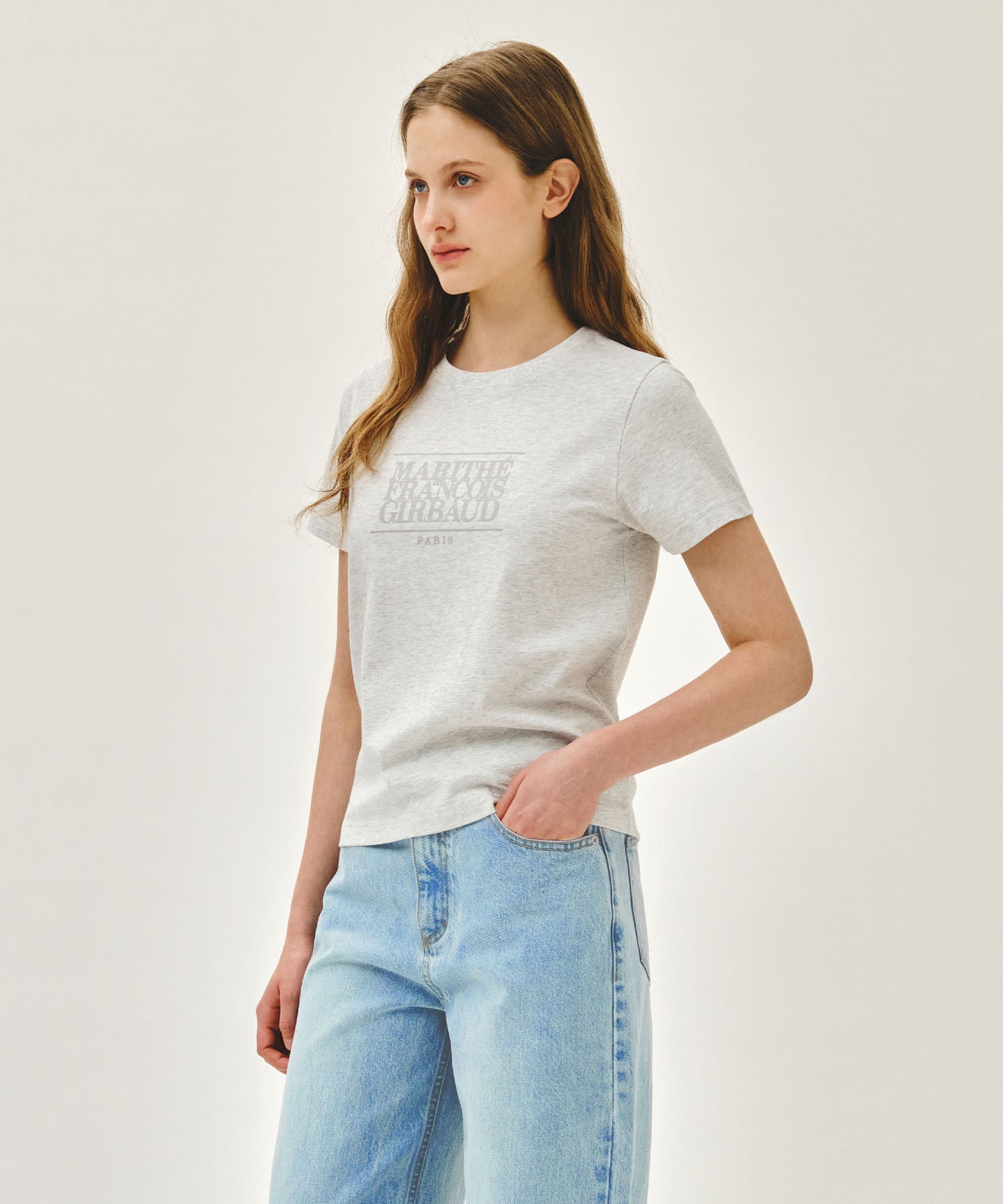 W CLASSIC LOGO TEE light heather gray