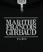 W EMBROIDERY CLASSIC LOGO CROP HOODIE ZIPUP black