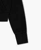 W EMBROIDERY CLASSIC LOGO CROP HOODIE ZIPUP black