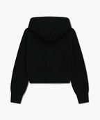 W EMBROIDERY CLASSIC LOGO CROP HOODIE ZIPUP black