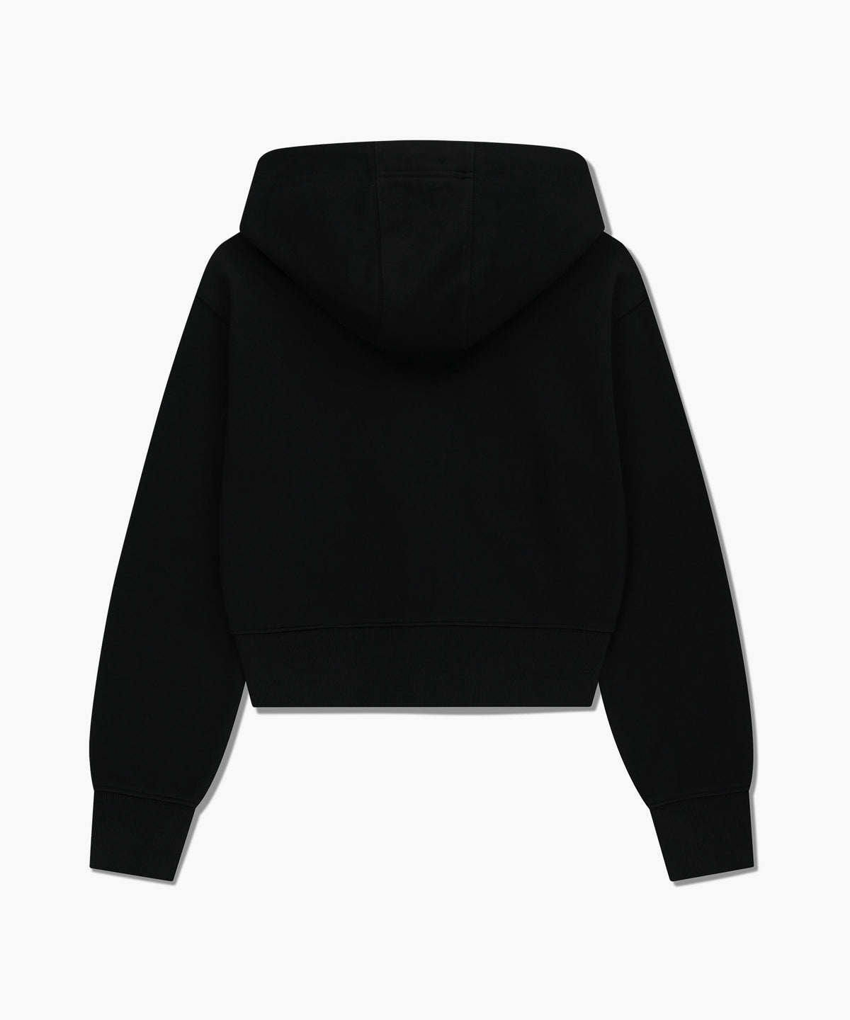 W EMBROIDERY CLASSIC LOGO CROP HOODIE ZIPUP black
