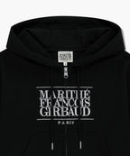 W EMBROIDERY CLASSIC LOGO CROP HOODIE ZIPUP black