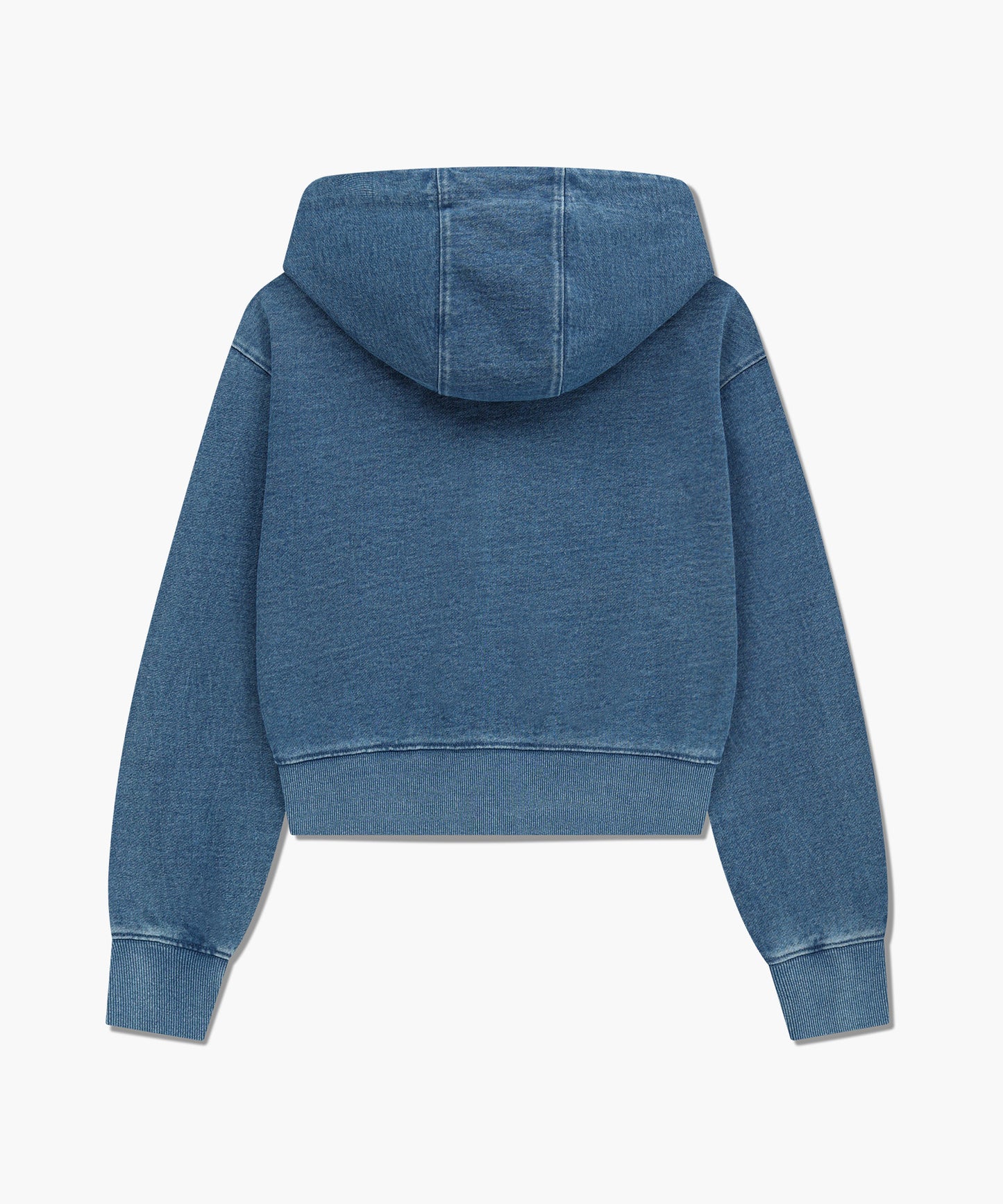 W EMBROIDERY CLASSIC LOGO CROP HOODIE ZIPUP blue