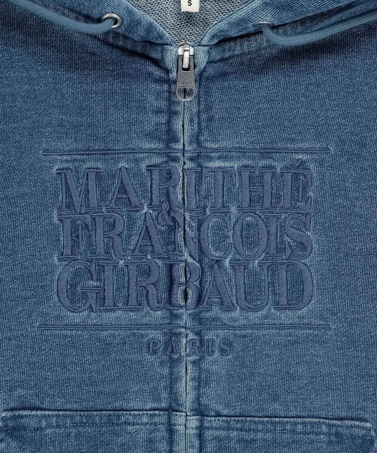 W EMBROIDERY CLASSIC LOGO CROP HOODIE ZIPUP blue