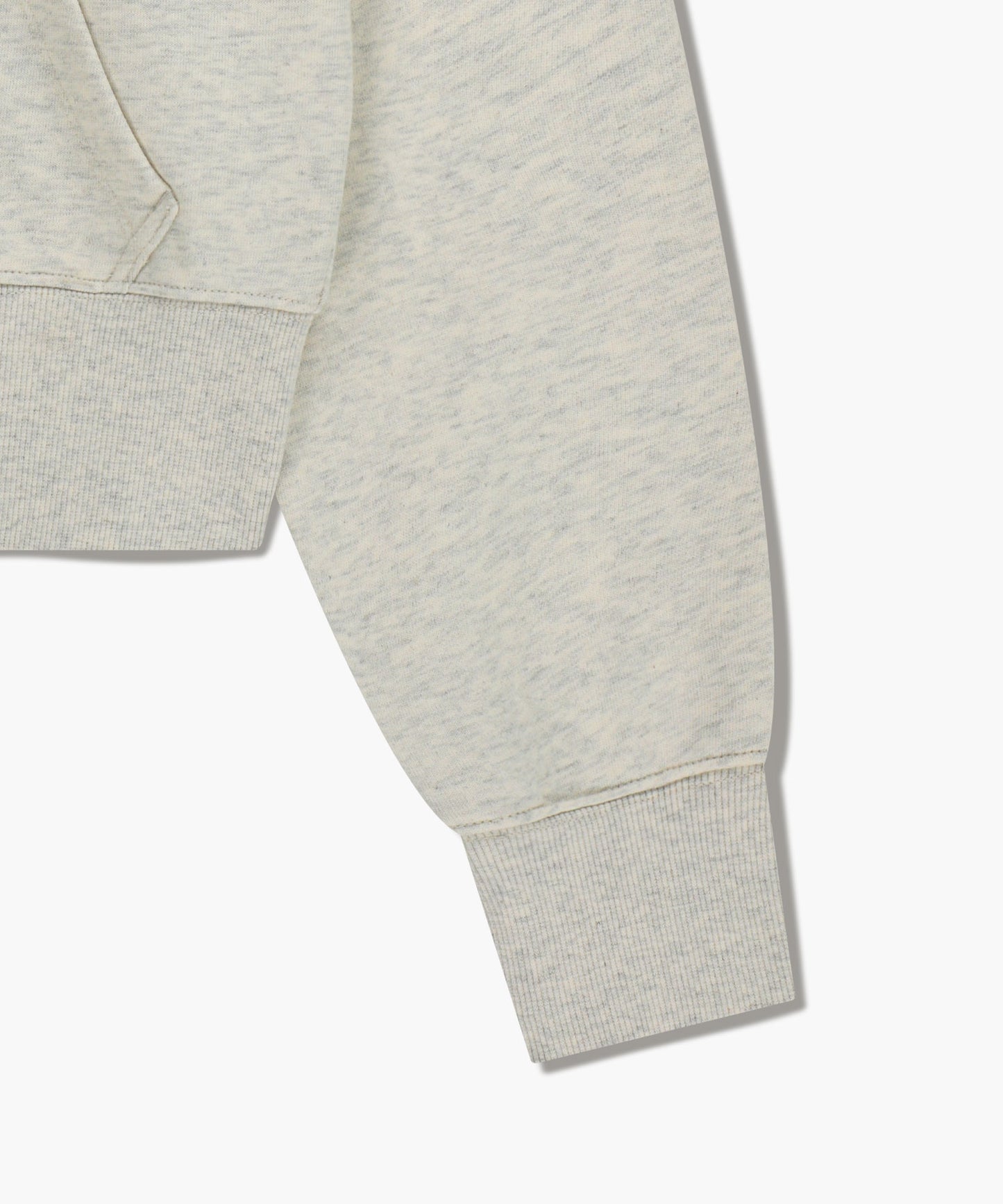 W EMBROIDERY CLASSIC LOGO CROP HOODIE ZIPUP oatmeal