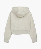 W EMBROIDERY CLASSIC LOGO CROP HOODIE ZIPUP oatmeal