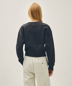 W FLOWER CLASSIC LOGO CROP SWEATSHIRT charcoal