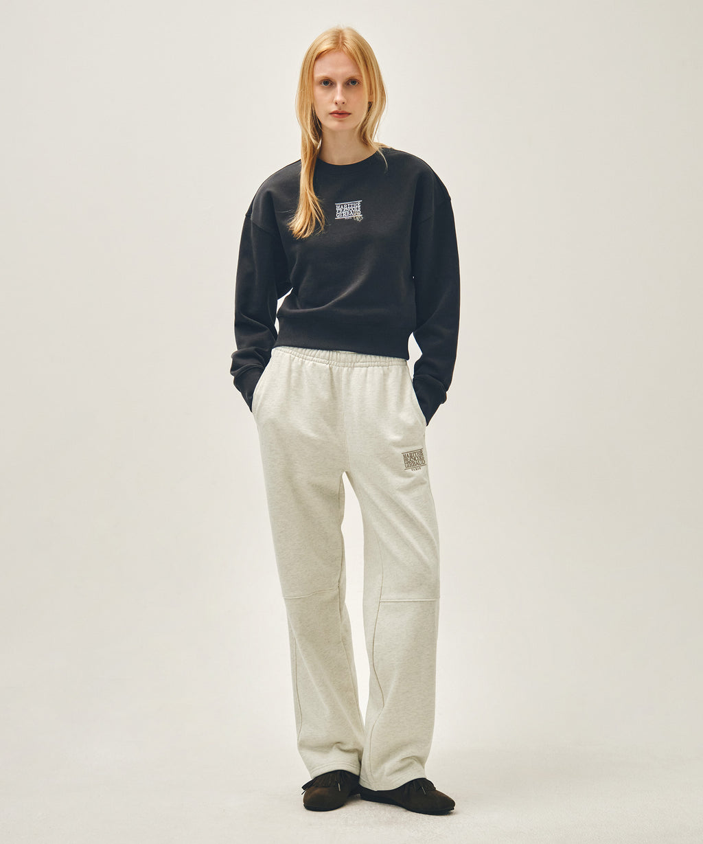 W FLOWER CLASSIC LOGO CROP SWEATSHIRT charcoal