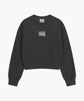 W FLOWER CLASSIC LOGO CROP SWEATSHIRT charcoal