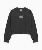 W FLOWER CLASSIC LOGO CROP SWEATSHIRT charcoal