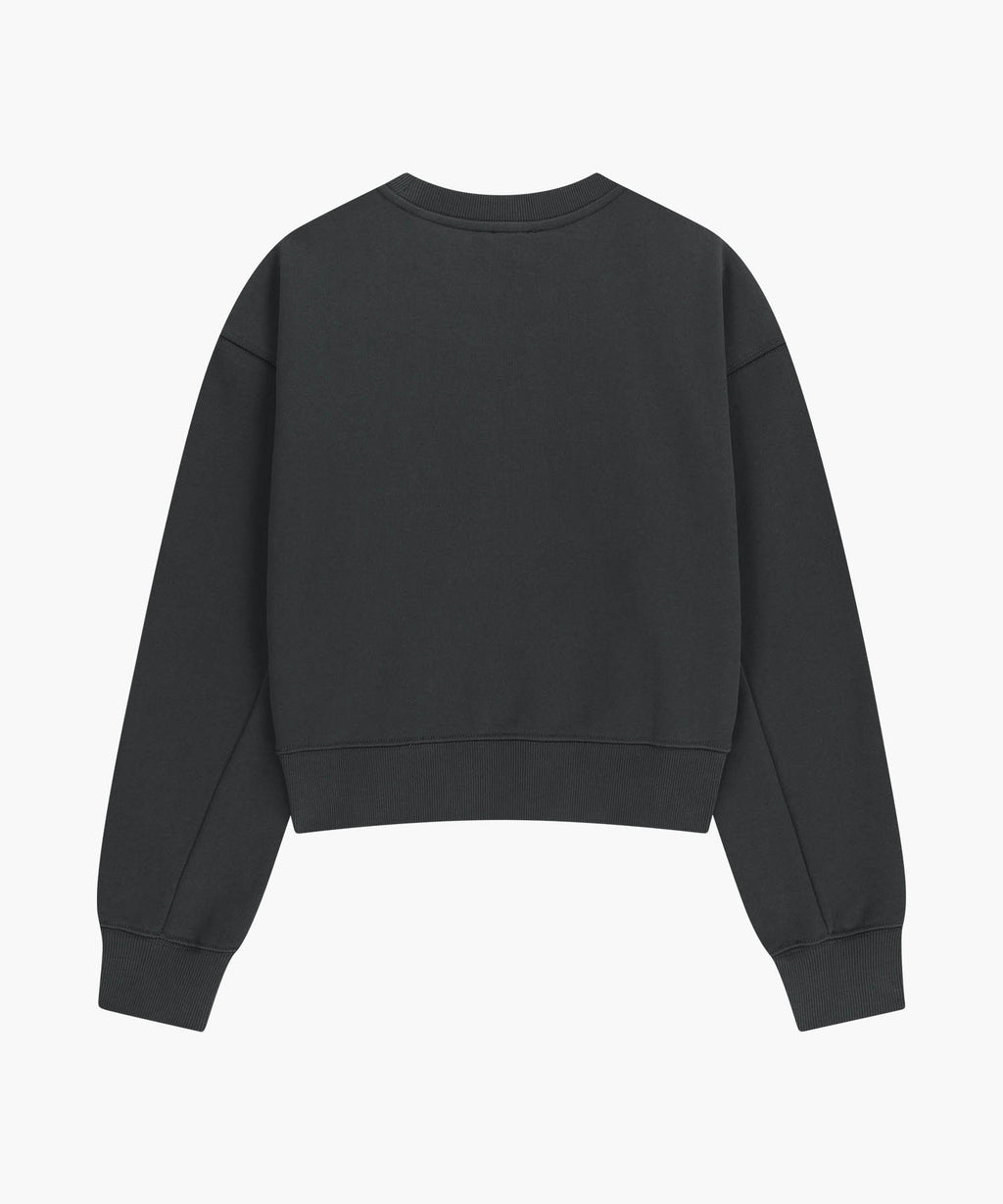 W FLOWER CLASSIC LOGO CROP SWEATSHIRT charcoal