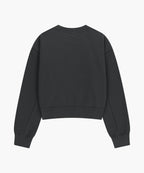 W FLOWER CLASSIC LOGO CROP SWEATSHIRT charcoal