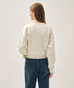 W FLOWER CLASSIC LOGO CROP SWEATSHIRT oatmeal
