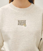 W FLOWER CLASSIC LOGO CROP SWEATSHIRT oatmeal