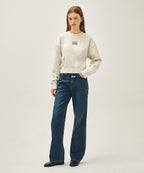 W FLOWER CLASSIC LOGO CROP SWEATSHIRT oatmeal