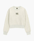 W FLOWER CLASSIC LOGO CROP SWEATSHIRT oatmeal