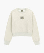 W FLOWER CLASSIC LOGO CROP SWEATSHIRT oatmeal