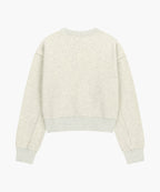 W FLOWER CLASSIC LOGO CROP SWEATSHIRT oatmeal